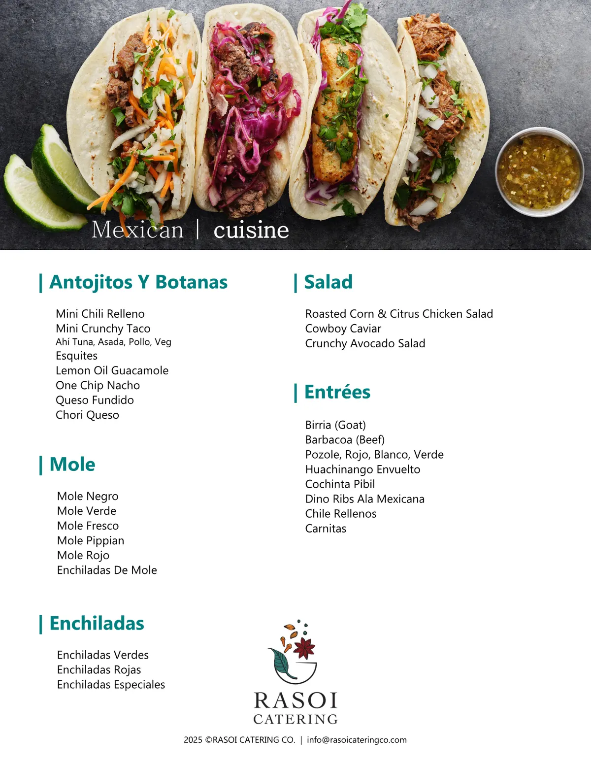Global Cuisine menu page 3