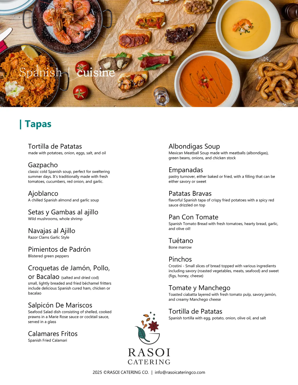Global Cuisine menu page 4