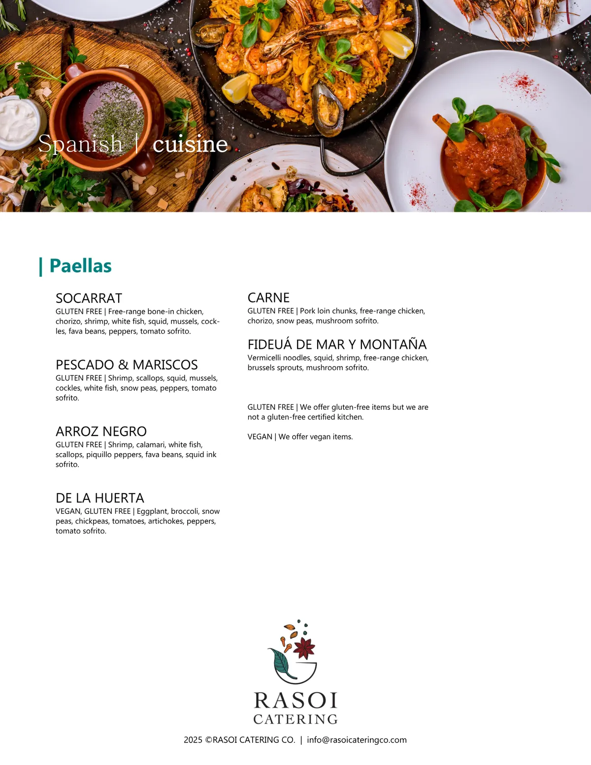 Global Cuisine menu page 5