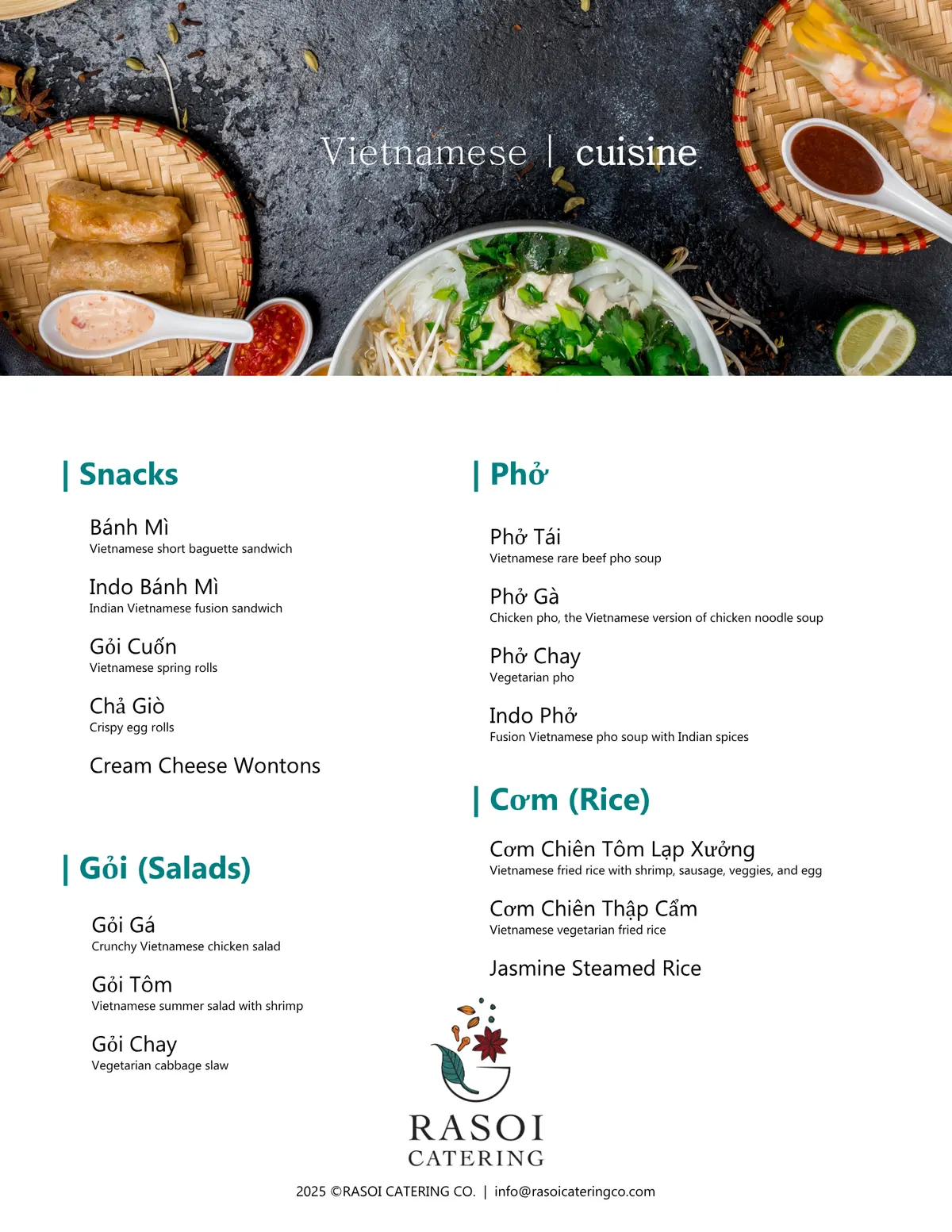 Global Cuisine menu page 6