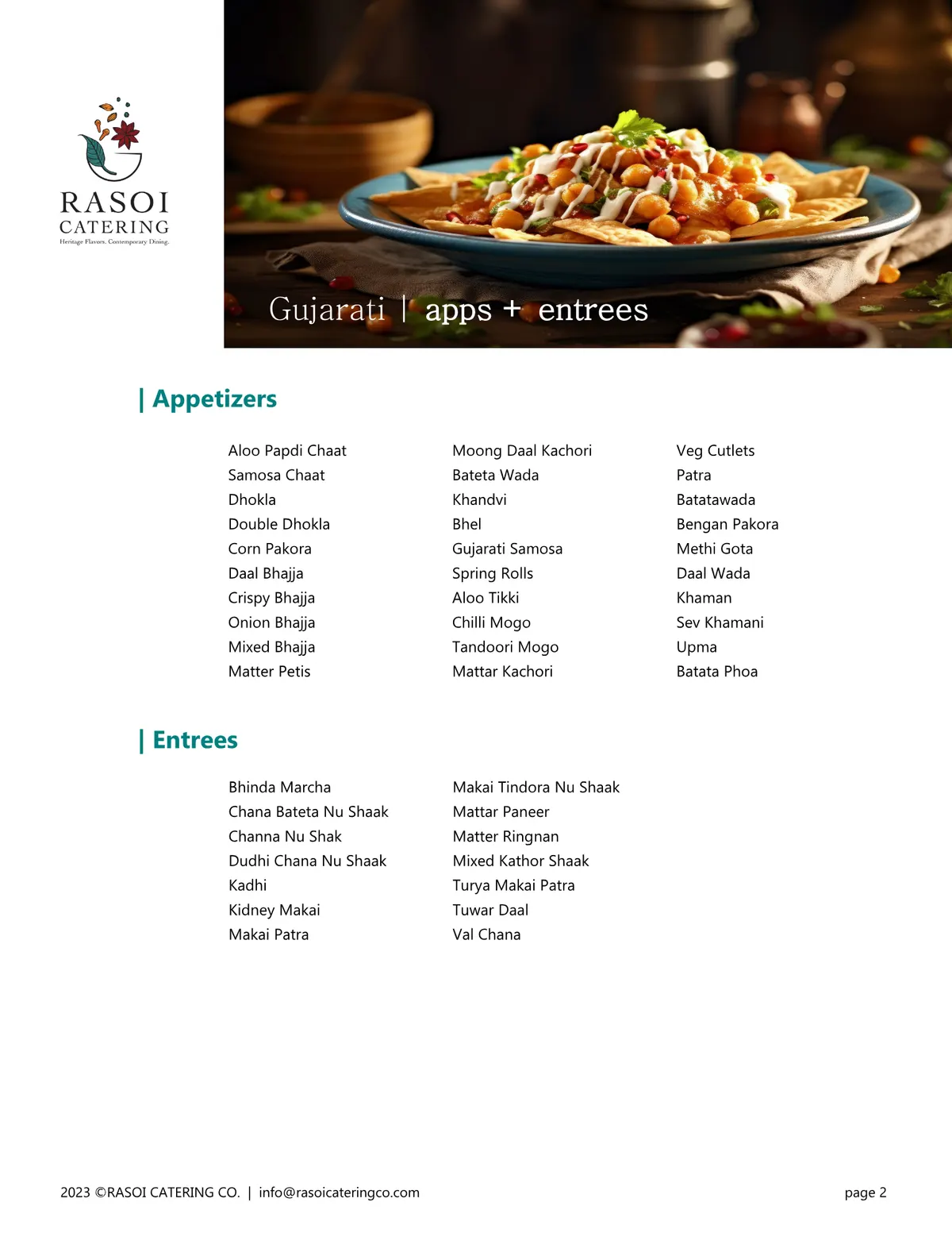Gujarati menu page 2
