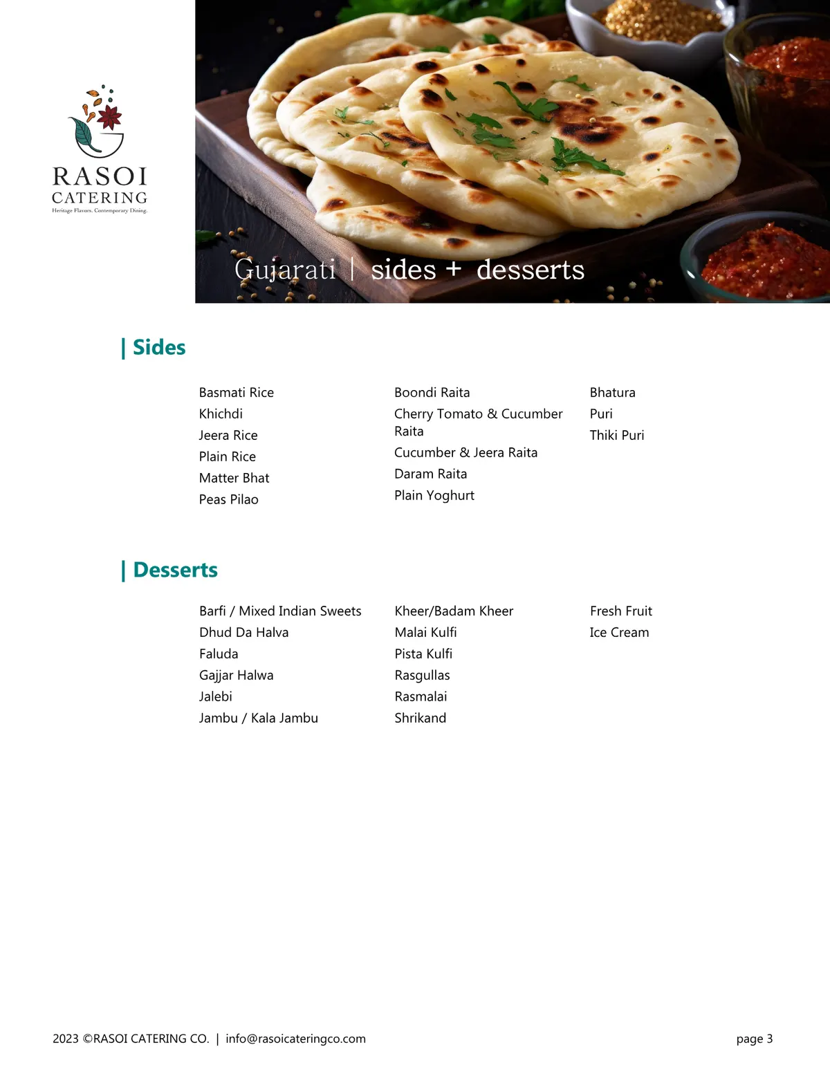 Gujarati menu page 3
