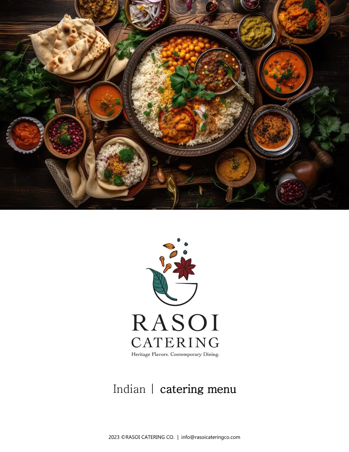 North Indian catering menu cover